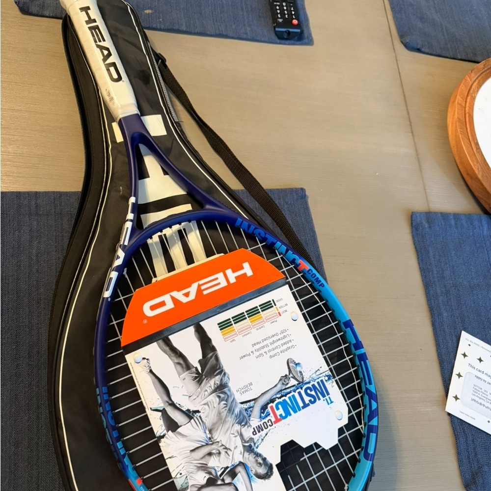 HEAD Blue and Black Tennis Racket with Cover and Wilson racket